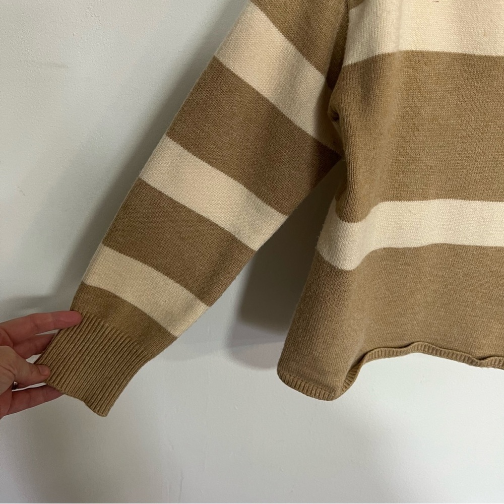 LNA Clothing Morjana V Neck Sweater in Camel Stripe - Picture 9 of 16